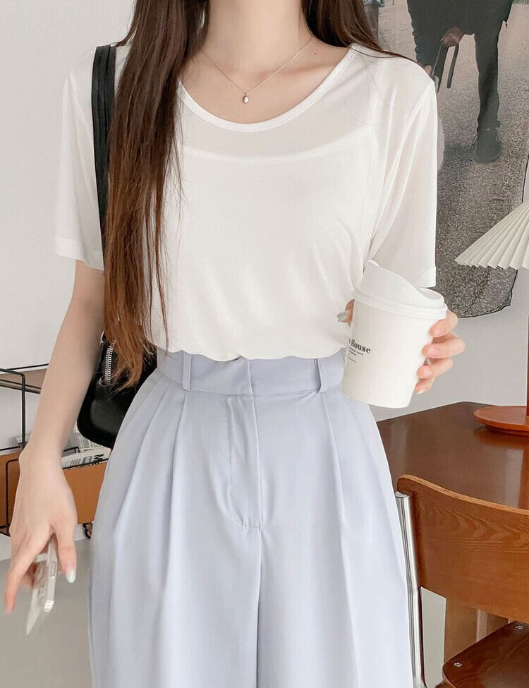 [企画]アイス半袖Tシャツ(ラウンド/Uネック) WHITE