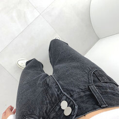 [再入荷完了]ハイウエストストレートデニムパンツ ブラック