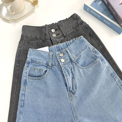 [再入荷完了]ハイウエストストレートデニムパンツ