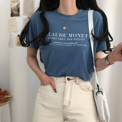半袖Tシャツ レタリング半袖Tシャツ スカイブルー
