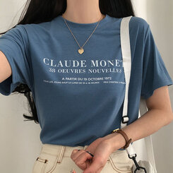 半袖Tシャツ レタリング半袖Tシャツ スカイブルー