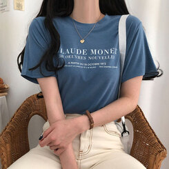半袖Tシャツ レタリング半袖Tシャツ スカイブルー