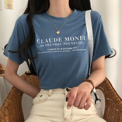 半袖Tシャツ レタリング半袖Tシャツ スカイブルー