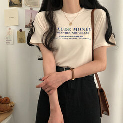 半袖Tシャツ レタリング半袖Tシャツ クリーム