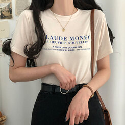 半袖Tシャツ レタリング半袖Tシャツ クリーム