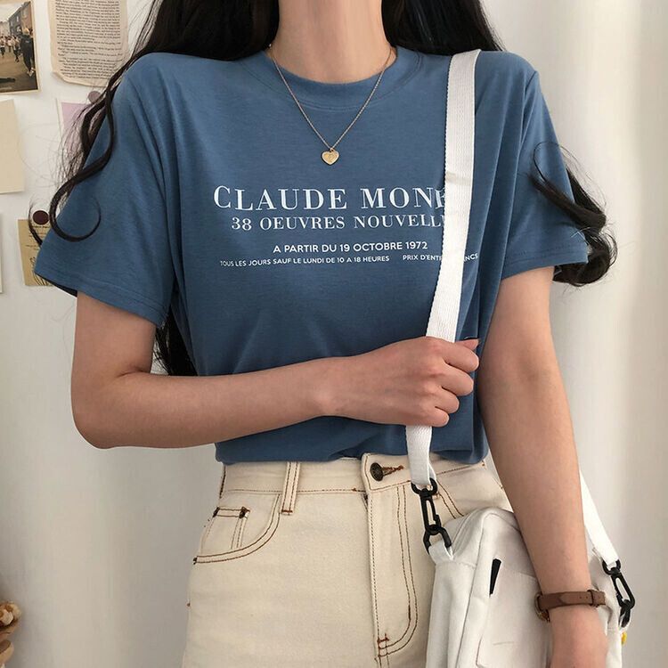 レタリング半袖Tシャツ スカイブルー