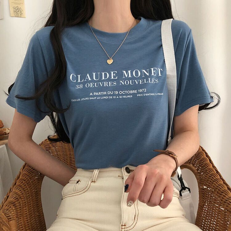 レタリング半袖Tシャツ スカイブルー