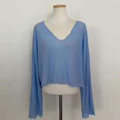 아일라 크롭 날라리 오프 니트 티셔츠