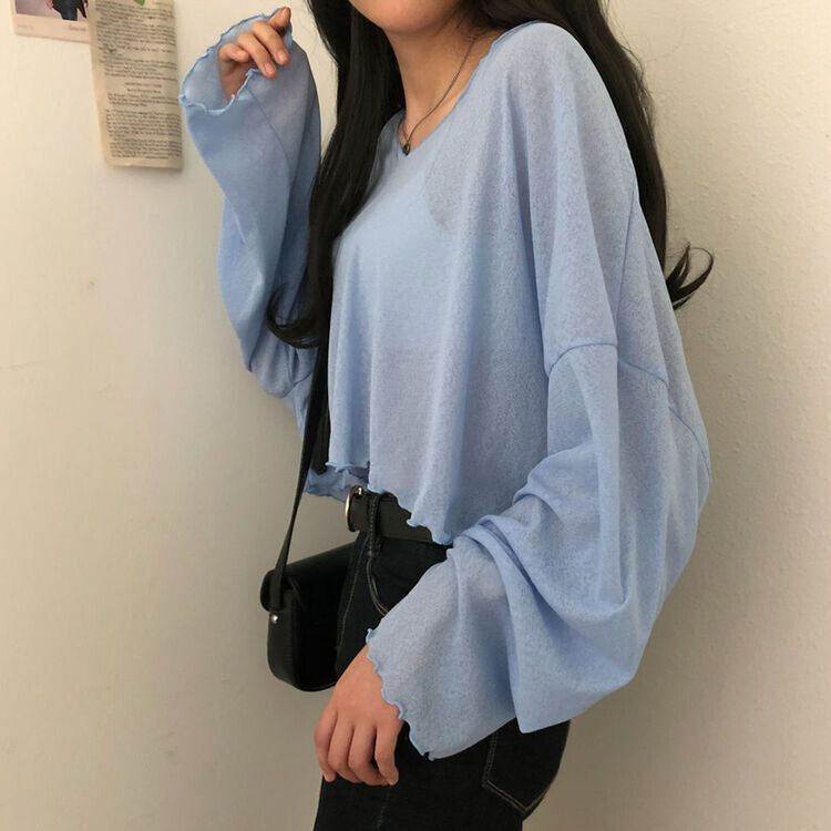 아일라 크롭 날라리 오프 니트 티셔츠 소라