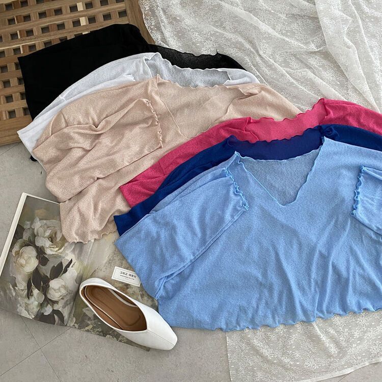 아일라 크롭 날라리 오프 니트 티셔츠