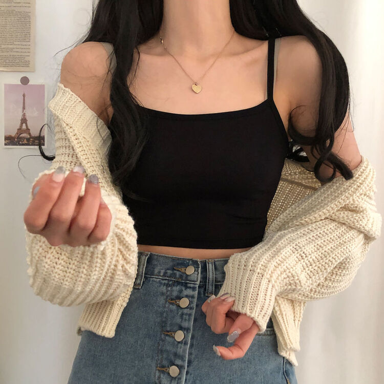 クロップキャミソール ブラック