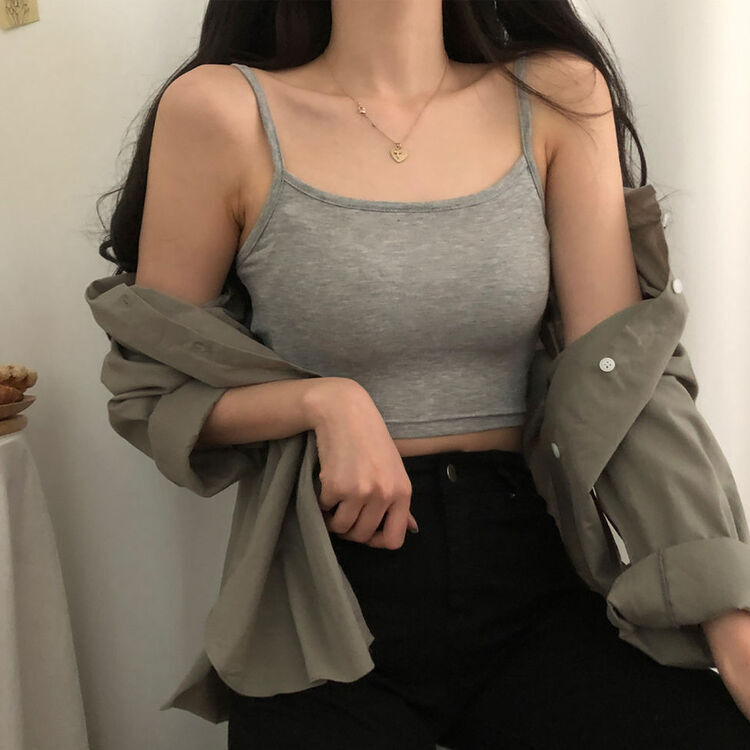 クロップキャミソール グレー