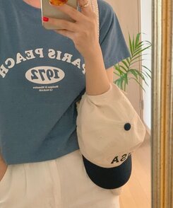 半袖Tシャツ 英文プリントルーズフィット半袖Tシャツ LIGHT BLUE