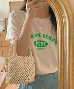 半袖Tシャツ 英文プリントルーズフィット半袖Tシャツ CREAM