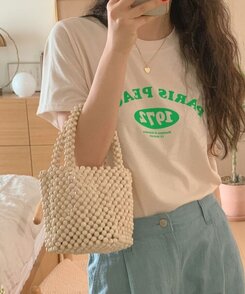 半袖Tシャツ 英文プリントルーズフィット半袖Tシャツ CREAM