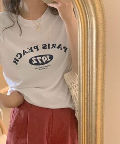 半袖Tシャツ 英文プリントルーズフィット半袖Tシャツ IVORY