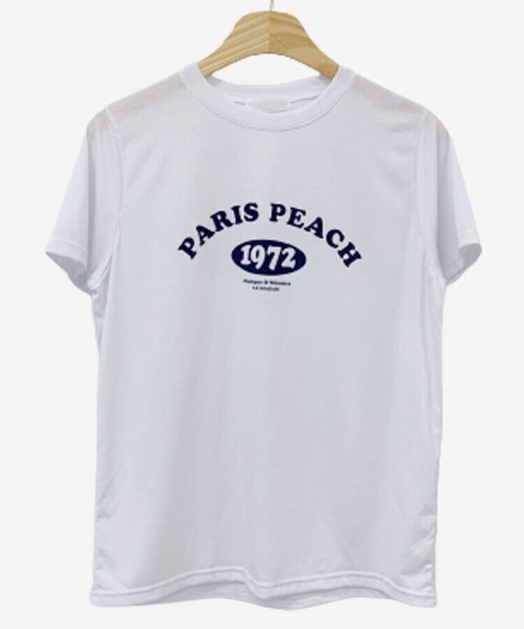 英文プリントルーズフィット半袖Tシャツ